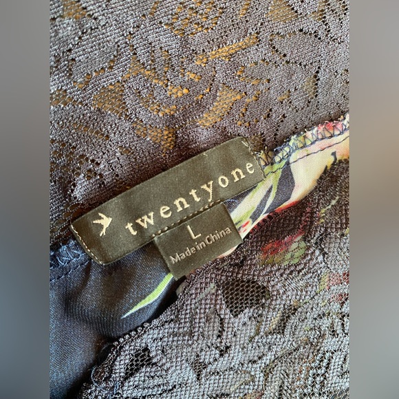 Y2K Vintage Forever 21 Floral Print Lace Sheer Blouse Boho Style Size L NWOT - Picture 6 of 6